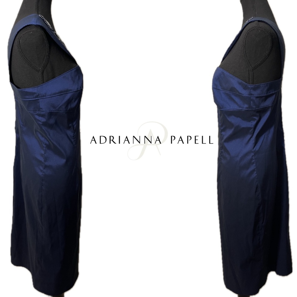 Adrianna Papell Blue Embellished Jeweled Gem Beaded Halter Cocktail Party dress - Picture 3 of 12
